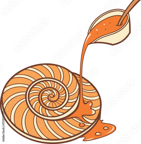 Snail shell cake with orange sauce
