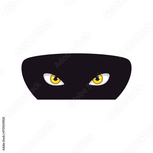 Mysterious eyes peering out from a black mask, perfect for security concepts or character designs for a fun, playful vibe with a hint of intrigue