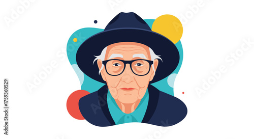 An elderly gentleman wearing glasses and a hat looks thoughtfully forward.