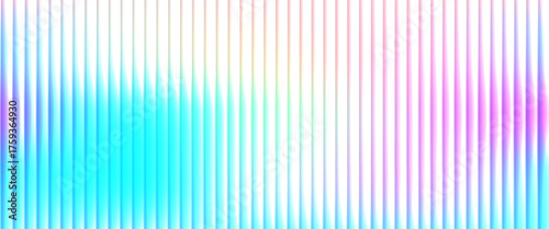 Corrugated iridescent background ribbed glass effect. Gradient textured abstract pattern. Rainbow prism effect wallpaper. Vector illustration modern geometric blurry design