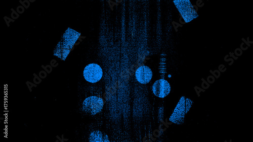 Abstract high-contrast glitch art grunge with blue shapes corrupted, digital, and noise effect. Retro-futuristic, techno, and aesthetic perfect for sci-fi, cyberpunk, visual design