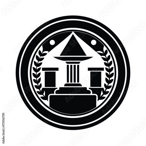 Archaeology World Emblem Vector Art