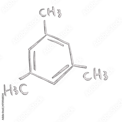 Chemical Structure of Mesitylene Trimethylbenzene Keywords: chemistry, chemical structure, molecule isolated on a transparent background