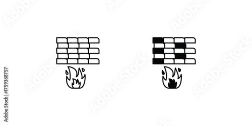 Flame set icon with white background vector stock illustration