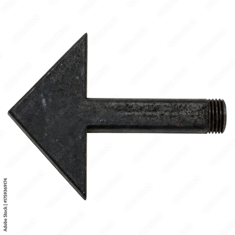 Fototapeta premium A small black arrow with a threaded end, isolated on transparent background