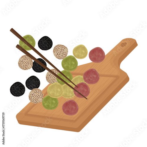 Vector Illustration Logo Clipart Levitation Gyeongdan Traditional Korean Rice Cake Balls