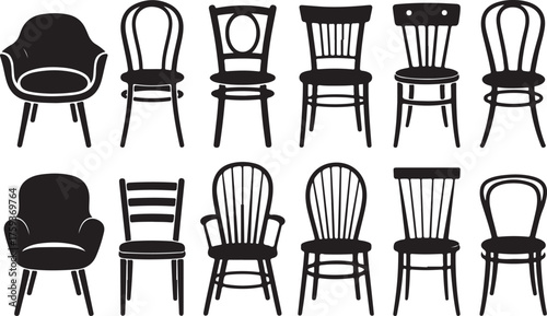 Chairs Silhouette Collection for Furniture and Home Decor
