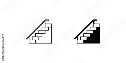 Stairs set icon with white background vector stock illustration