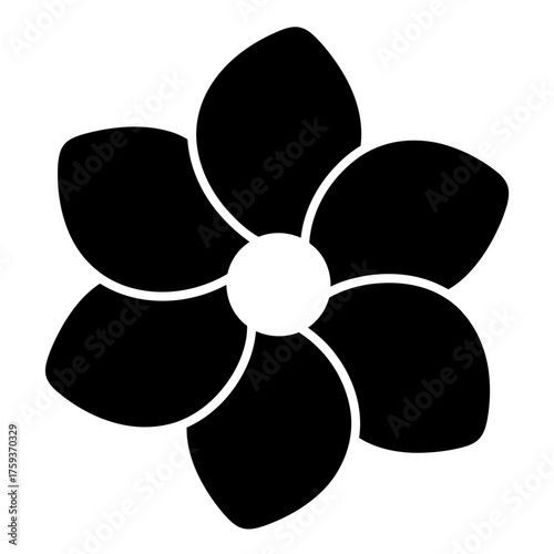 black and white silhouette vector icon of alamanda flower on white background