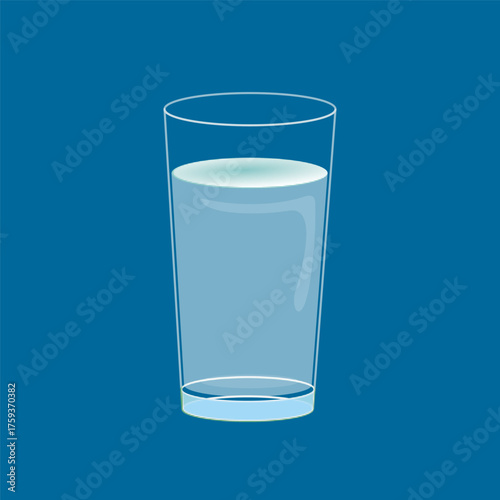 A clear glass filled with refreshing water, symbolizing purity, hydration, and simplicity in a vibrant illustration