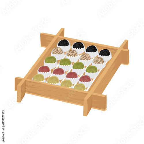 Vector Illustration Logo Clipart Susugyeongdan or Gyeongdan on a Wooden Box