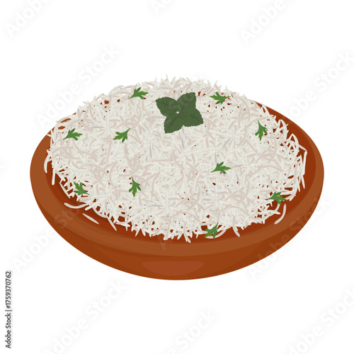Vector Illustration Logo Clipart Cooked Basmati Rice Long Grain White Rice