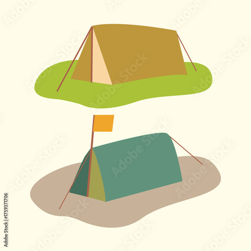 Simple vector illustrations of colorful camping tents for outdoor adventures and nature exploration graphic elements