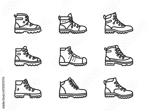 Hiking Boots Line Art Perfect Mountain Companion