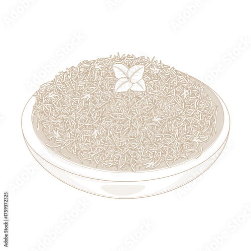 Vector Illustration Logo Line art Basmati Rice on a Plate