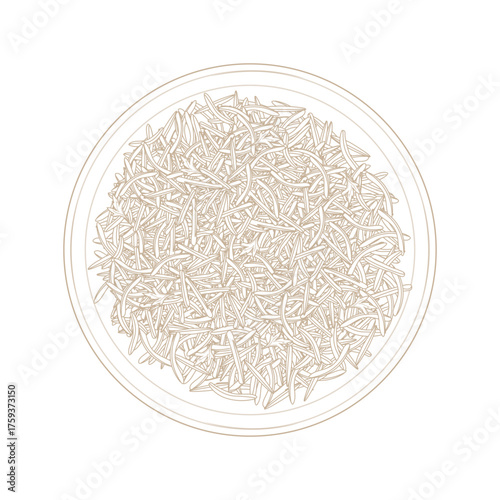 Vector Illustration Logo Line art Top View Basmati Rice on a Plate