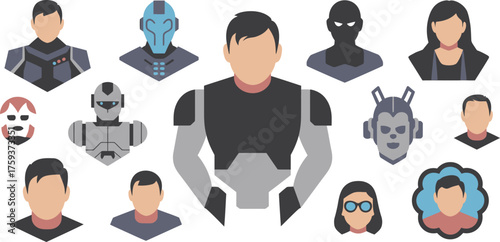 Cartoon Avatars Featuring Superheroes, Robots, Professionals and Ordinary People in Diverse Styles