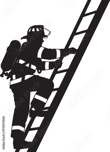 Silhouette of a Firefighter Climbing a Ladder c920797ac817bee82624bcf59ec81108dr traced also transparent background