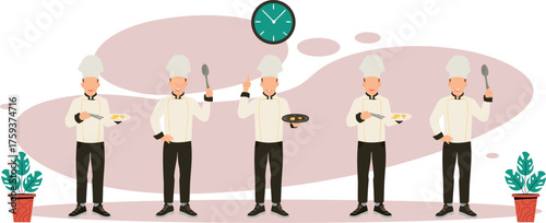 A team of dedicated chefs in uniform passionately preparing dishes against the clock, embodying culinary excellence, teamwork, and the art of fine dining in a vibrant kitchen setting.