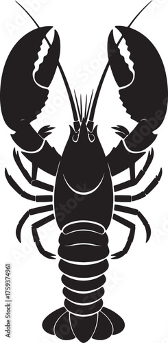 Silhouette of a Lobster on White Background traced whisk also transparent background