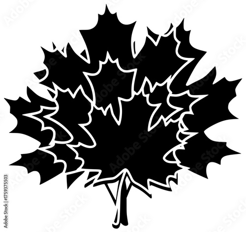 black maple leaves silhouette on white background clip art preview