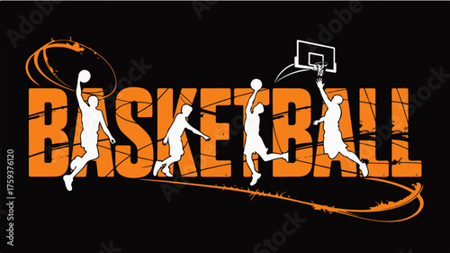 Grunge Basketball Typography Vector Art