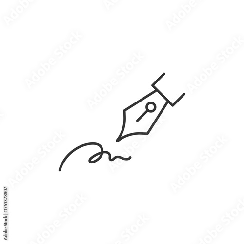 Fountain pen signature vector icon (Editable Stroke, line art)