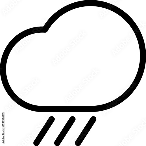 Simple Cloud With Rain Drops Universal Flat Line Icon Symbol - Black SVG, Vector