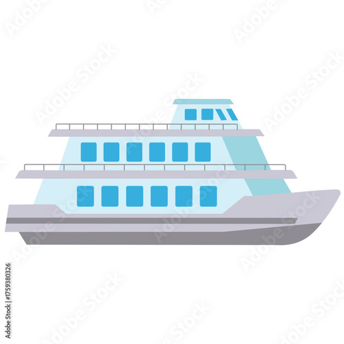 Large cruise ship illustration with blue tones, ideal for marine, tourism, travel, and vacation themed projects.
