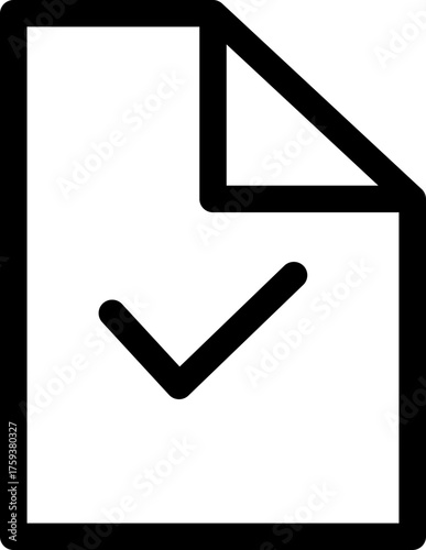 Folded Paper With Checkmark Universal Flat Line Icon Symbol - Black SVG, Vector