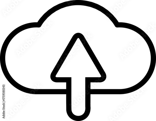 Uploading Arrow To Cloud Universal Transfer Flat Line Icon Symbol - Black SVG, Vector