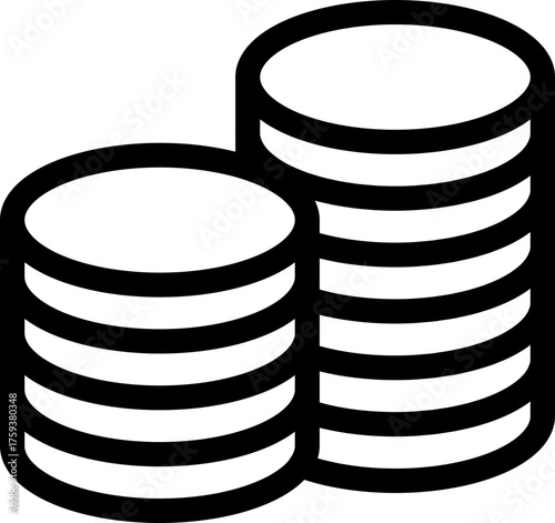Stacked Money Coins Universal Flat Line Icon Symbol - Black SVG, Vector