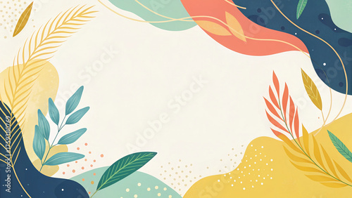 Soft Abstract Frame in Golden Yellow and Crimson Red