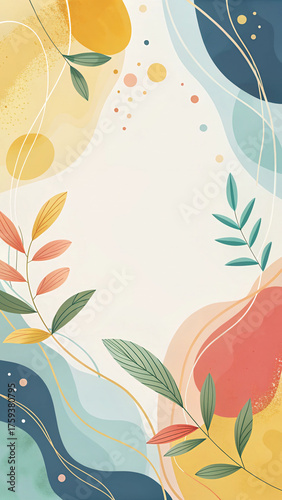 Soft Abstract Frame in Golden Yellow and Crimson Red