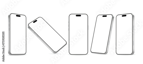 Silver Modern Smartphone Mockup Set with Blank Screens in Multiple Angles