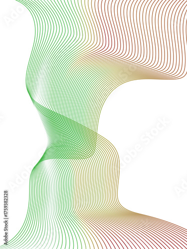 Futuristic green and blue abstract wave background with colorful lines and curves