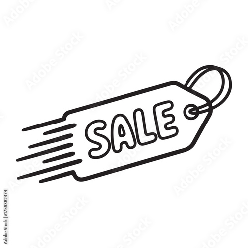 Vector art of sale tag with motion lines