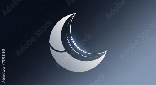 Futuristic crescent moon logo design with a sleek and modern aesthetic, perfect for technology or spacethemed businesses and