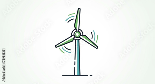Wind turbine illustration, symbolizing renewable energy and sustainable power generation for a cleaner and greener environment