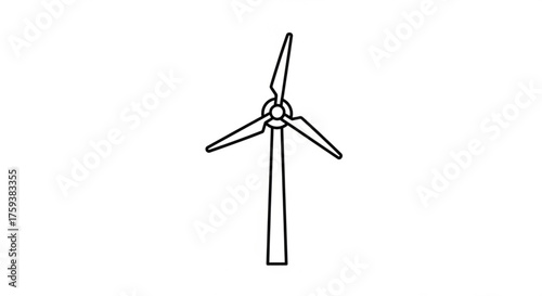 Wind turbine outline, a clean energy source, symbolizing sustainability and environmental consciousness in a minimalist design