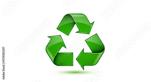 Shiny green recycle symbol, representing environmental conservation, waste reduction, and sustainable practices for a greener future