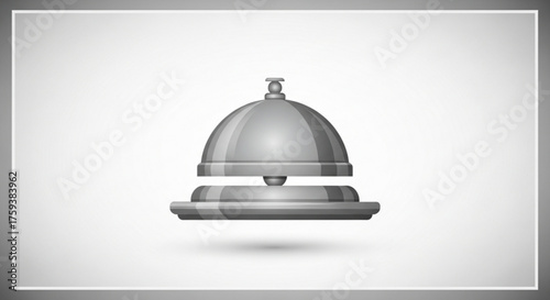 Silver service bell metal bell for calling service in hotel or restaurant with a shiny metallic finish