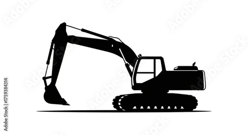 Silhouette of a powerful excavator, a symbol of construction, engineering, and heavy machinery at work