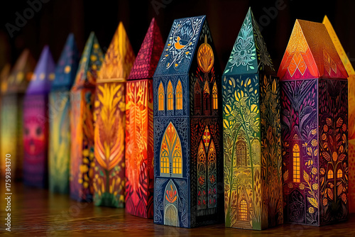 Colorful paper szopka Polis...