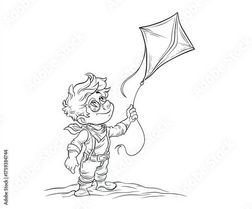 Boy with a kite flying high...