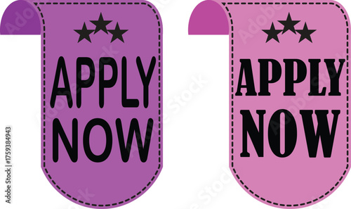 Apply Now Icon set. Apply now web UI button can be used for websites and apps. Vector illustration. Apply now template for website. Concept of easy making an application via website or application.