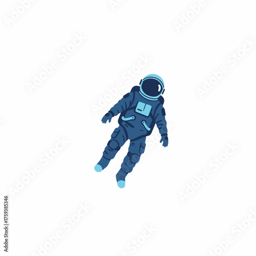 Flat Style Floating Detailed Astronaut Character Illustration with Space Suit
