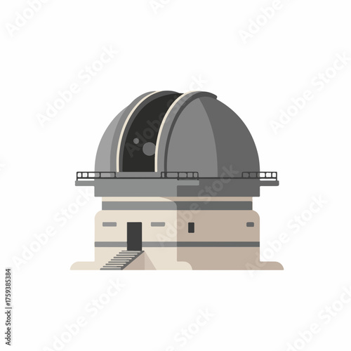Minimalist Dome Observatory Building Illustration Astronomical Research Station Center