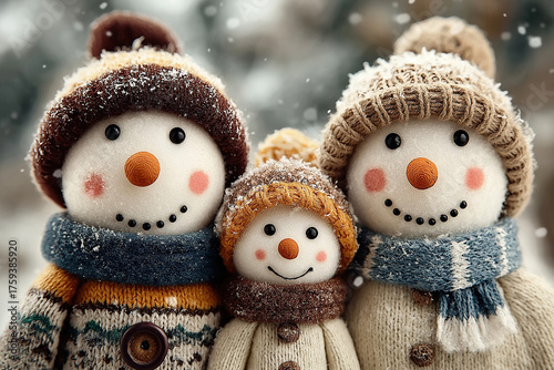 Snowman parents with childr...