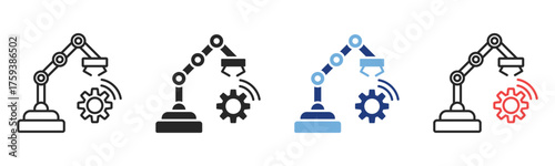 Industrial Robot Icon Set With Multiple Styles Vector Illustration